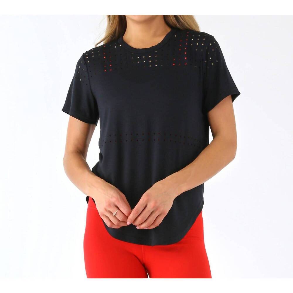NEW GLYDER mood laser cut crew neck tee in black